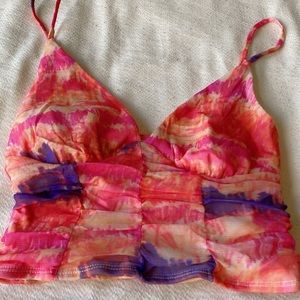 Urban outfitters sunset faux corset ruched crop top